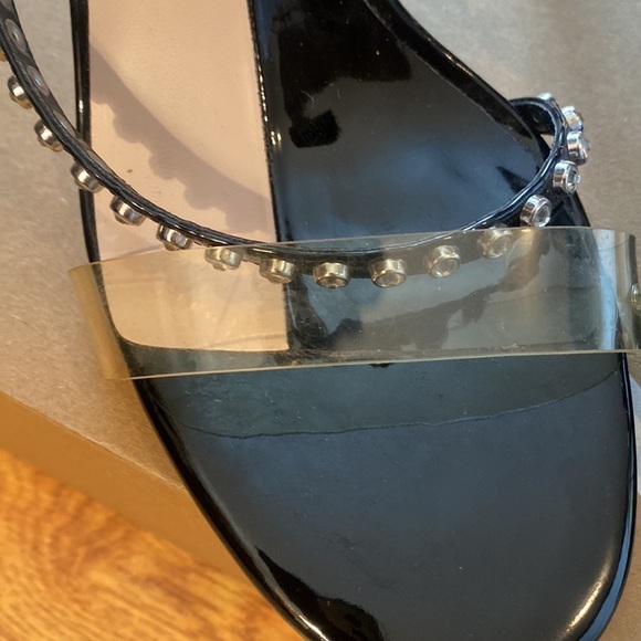 Zara  Woman vinyl and rhinestone sandal heels size 8/39 us.pvc and black - Picture 8 of 10